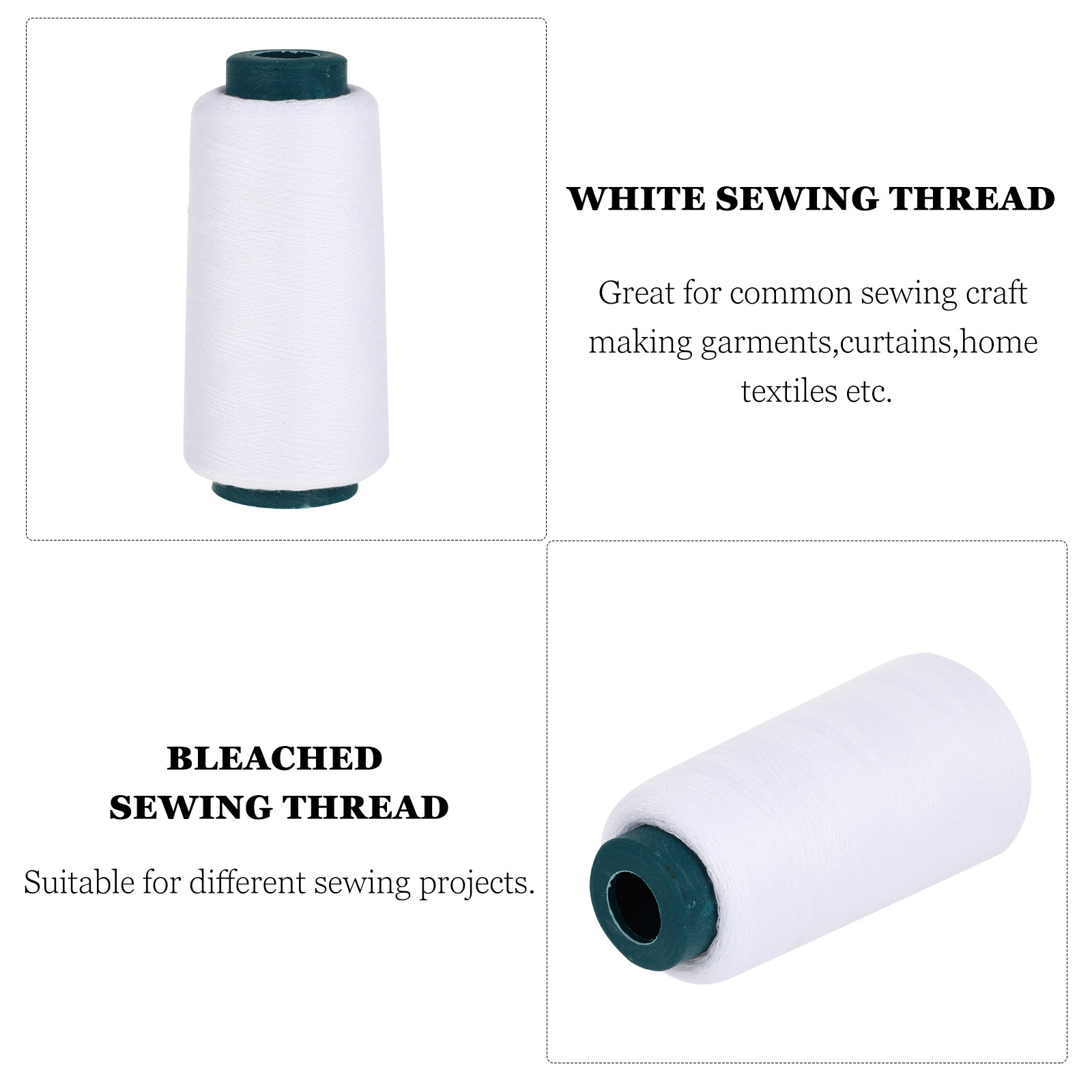 3000ヤード、漂白された白色ポリエステル糸。高強度で、ミシ - Sewing Thread In Textile のレビューと価格