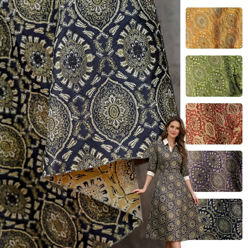 レトロなペルシャ風の花柄生地。金糸を織り込んだ織物ジャカード - Sewing Thread In Textile のレビューと価格