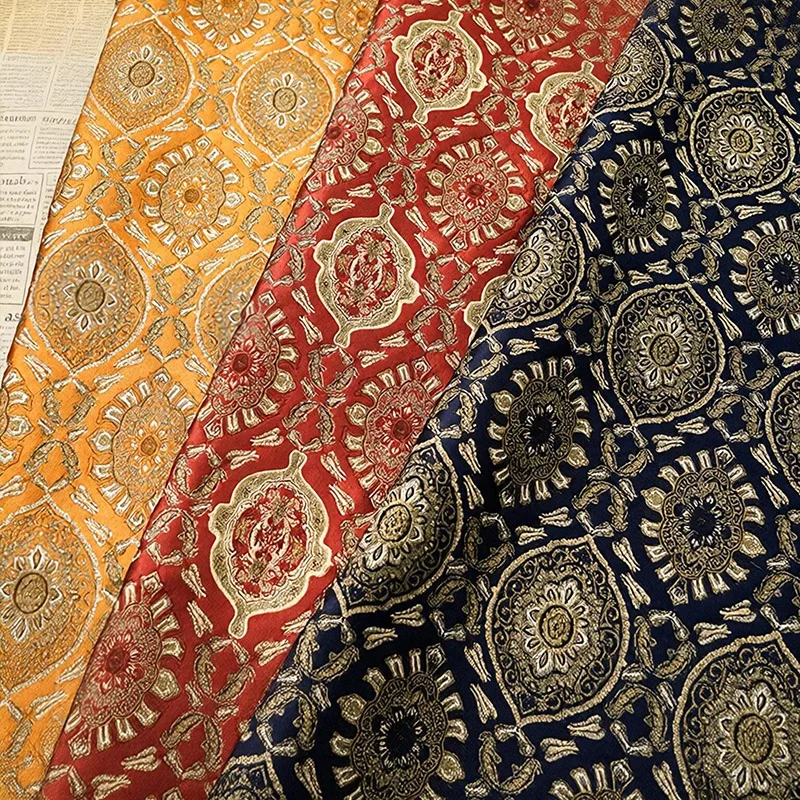 レトロなペルシャ風の花柄生地。金糸を織り込んだ織物ジャカード - Sewing Thread In Textile のレビューと価格