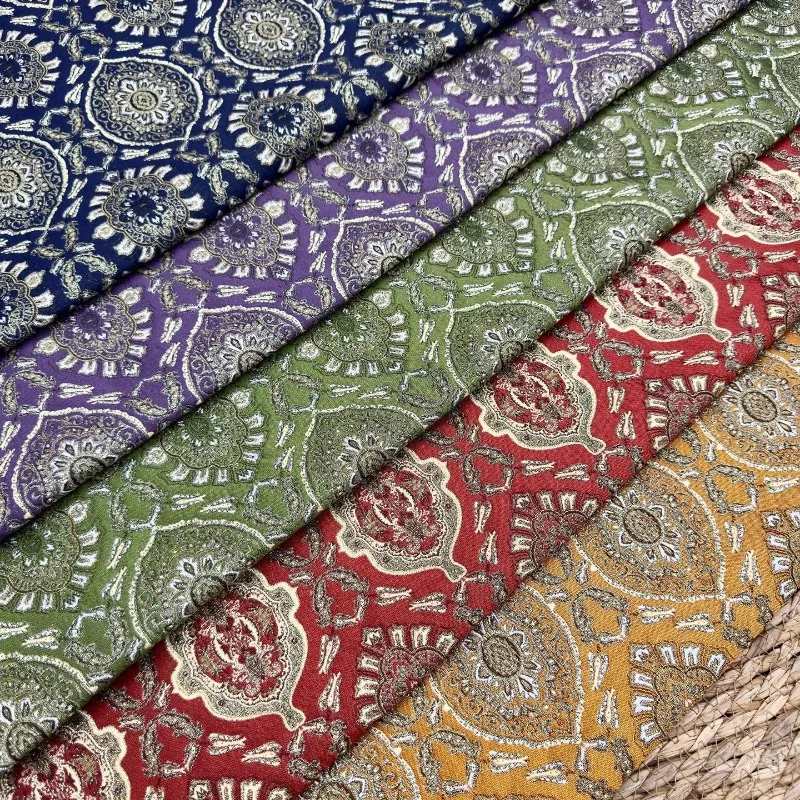 レトロなペルシャ風の花柄生地。金糸を織り込んだ織物ジャカード - Sewing Thread In Textile のレビューと価格