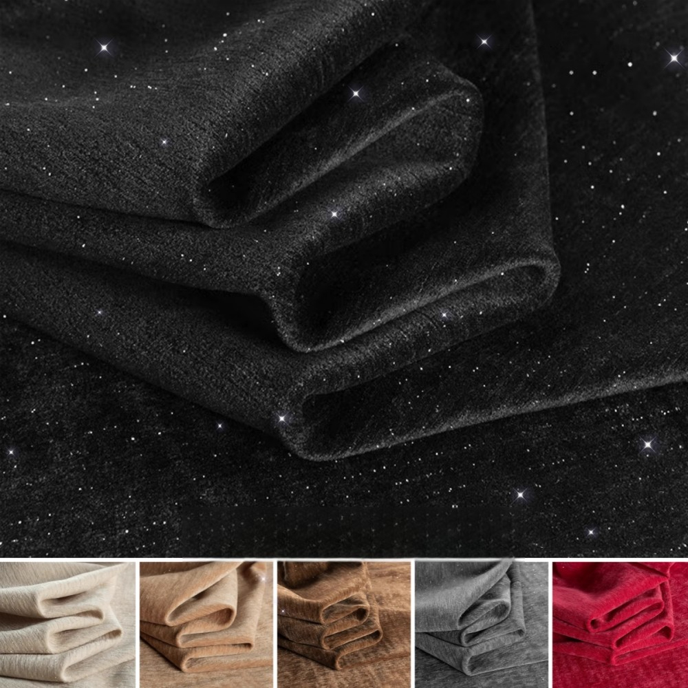 星空グリッターシルバーフラワー柄シェニール生地（メートル単位 - Sewing Thread In Textile のレビューと価格